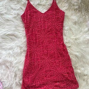 Super Cute Hot Pink Crochet Mini Dress